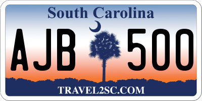 SC license plate AJB500