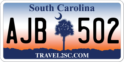 SC license plate AJB502