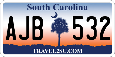SC license plate AJB532