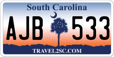 SC license plate AJB533
