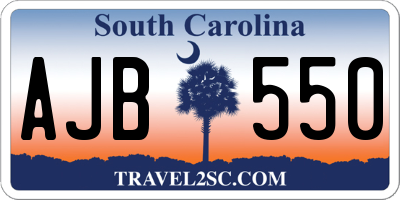 SC license plate AJB550