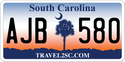 SC license plate AJB580