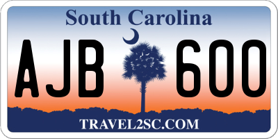 SC license plate AJB600