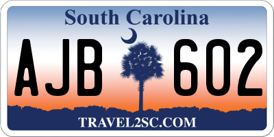 SC license plate AJB602