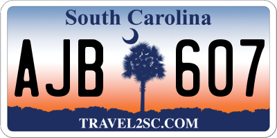 SC license plate AJB607