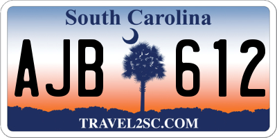 SC license plate AJB612