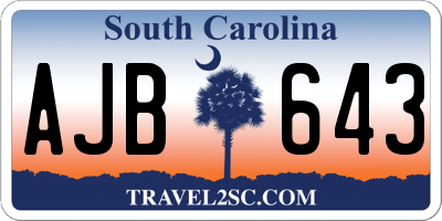 SC license plate AJB643