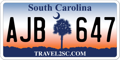 SC license plate AJB647