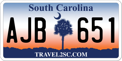 SC license plate AJB651