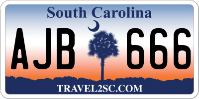 SC license plate AJB666