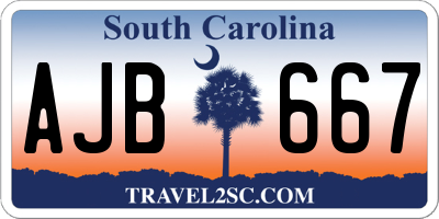 SC license plate AJB667