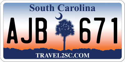 SC license plate AJB671