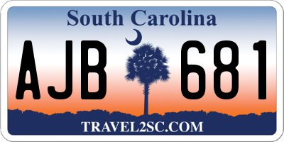 SC license plate AJB681