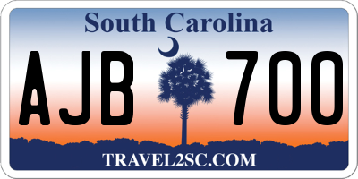 SC license plate AJB700