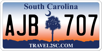 SC license plate AJB707
