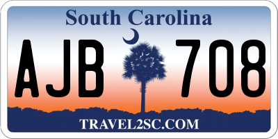 SC license plate AJB708