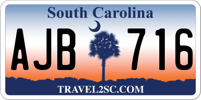 SC license plate AJB716