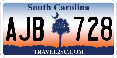 SC license plate AJB728