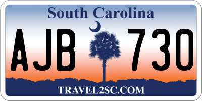 SC license plate AJB730
