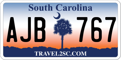 SC license plate AJB767