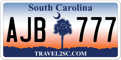 SC license plate AJB777