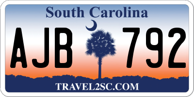 SC license plate AJB792