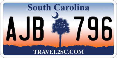SC license plate AJB796