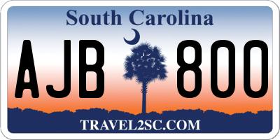 SC license plate AJB800