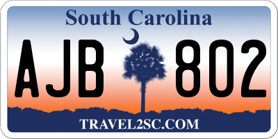 SC license plate AJB802