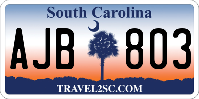 SC license plate AJB803