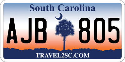 SC license plate AJB805