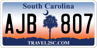 SC license plate AJB807
