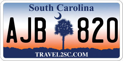 SC license plate AJB820