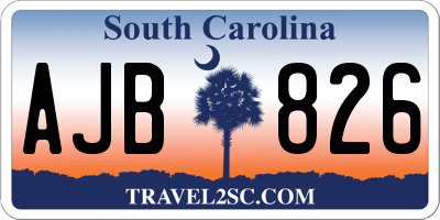 SC license plate AJB826