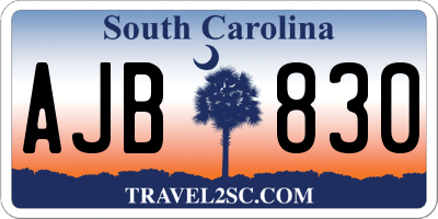 SC license plate AJB830