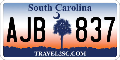 SC license plate AJB837
