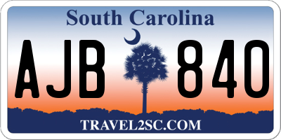 SC license plate AJB840