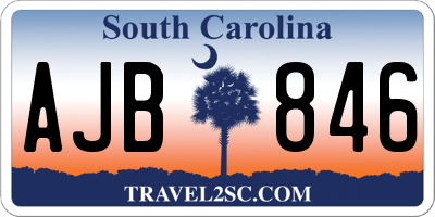 SC license plate AJB846