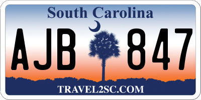 SC license plate AJB847