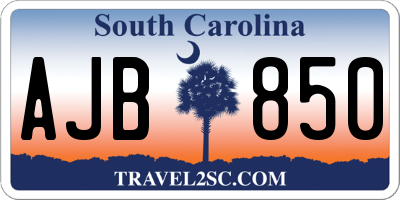 SC license plate AJB850
