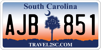 SC license plate AJB851