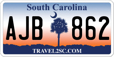 SC license plate AJB862