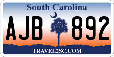 SC license plate AJB892