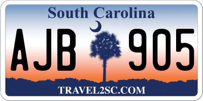 SC license plate AJB905