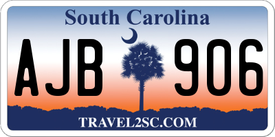 SC license plate AJB906