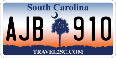 SC license plate AJB910