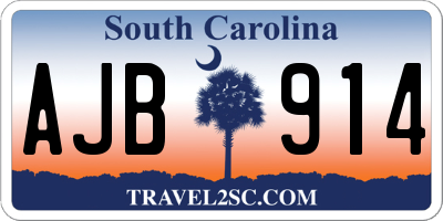 SC license plate AJB914