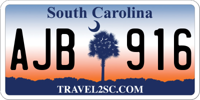 SC license plate AJB916