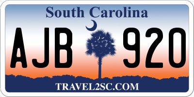 SC license plate AJB920