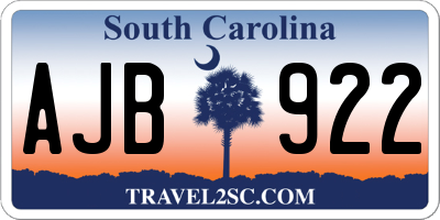 SC license plate AJB922